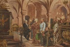 Painting of Emperor in front of the sarcophagus of John III Sobieski