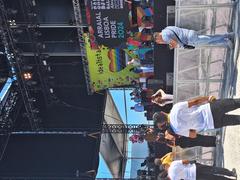 Presenters introducing Arraial Pride 2024 event