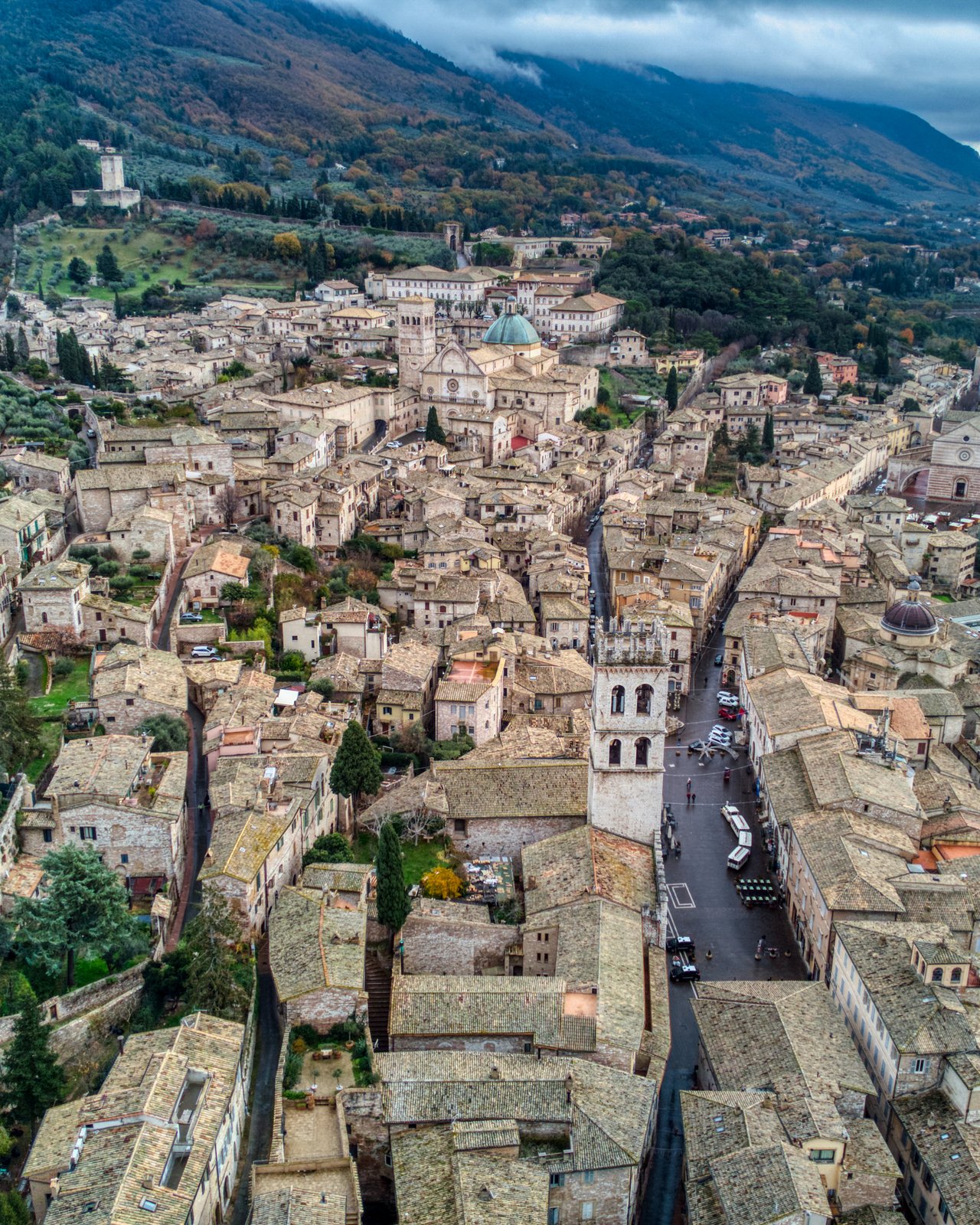 Assisi rooftops and the Basilica of San Francesco