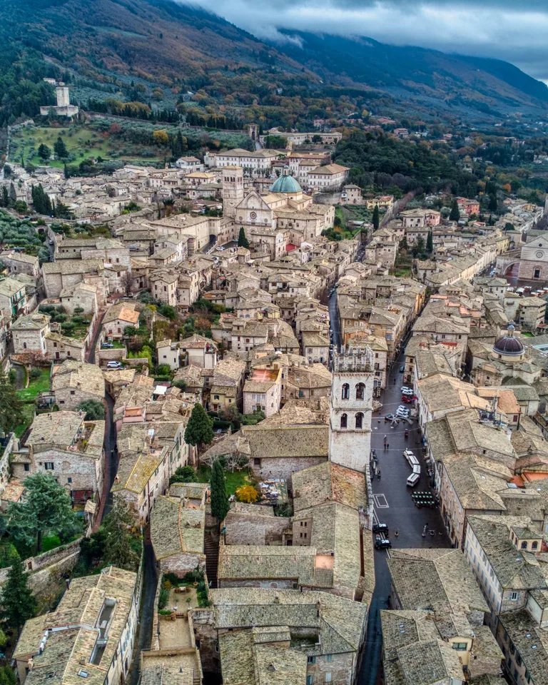 Assisi rooftops and the Basilica of San Francesco